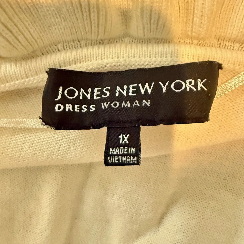 Jones New York Cardigan Women 1X White Ruffle Trim Open Front Shrug